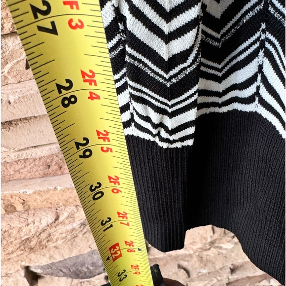 Bebe Cowl Neck  with Lurex Black and White Zig Zag Long Sleeve Dress - Picture 10 of 11